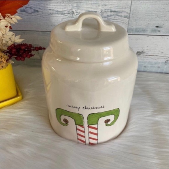 Rae Dunn MERRY CHRISTMAS Elf Feet Chubby Canister - Picture 2 of 6